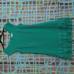 Madison Leigh cap sleeved emerald green midi tiered ruffle dress size 12